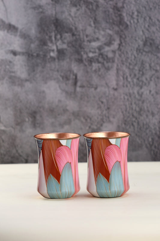PURE COPPER ENAMEL PRINT GLASS-PACK OF 2