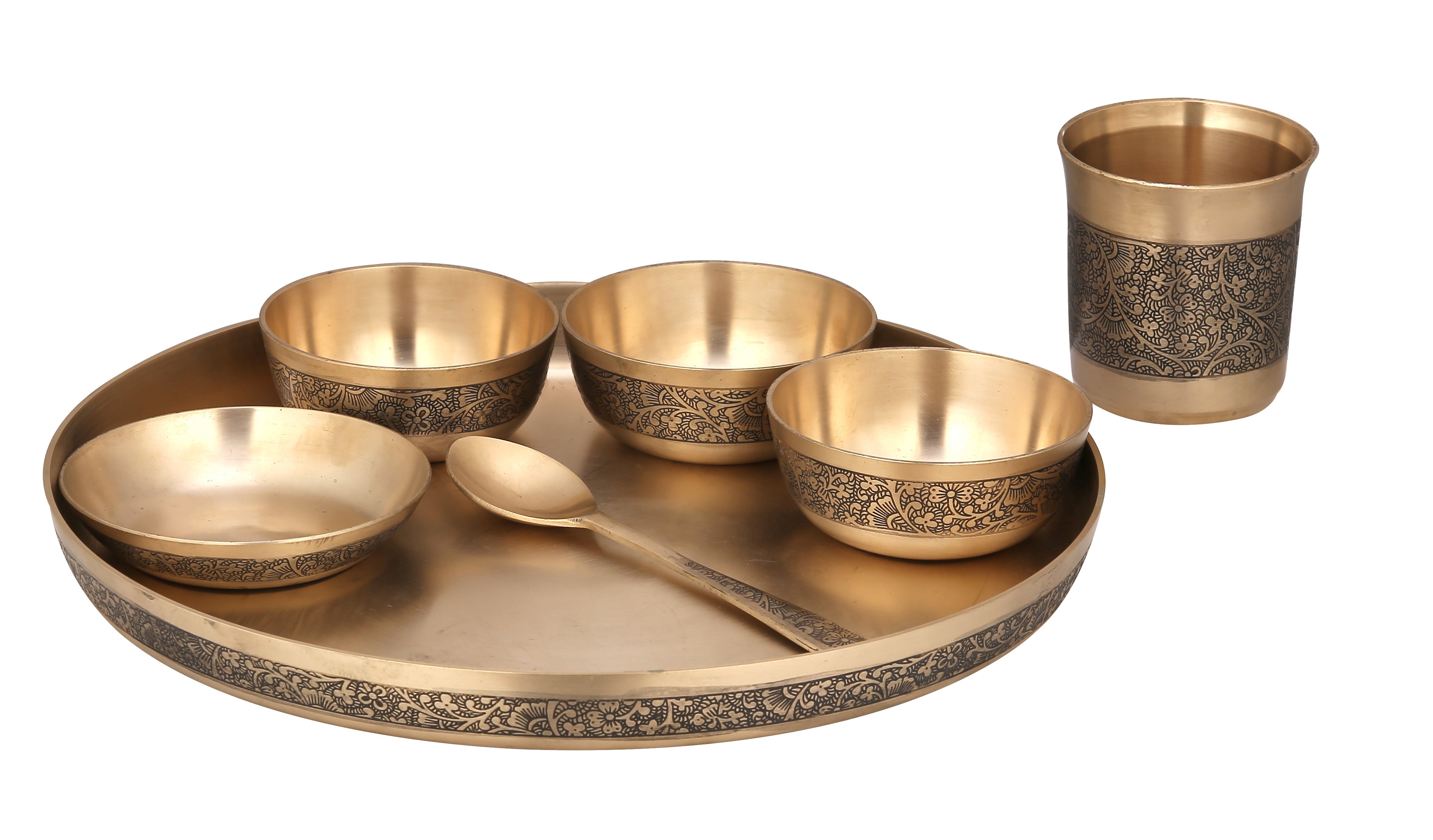 Pure Kansa (Bronze) Bhojan Thali set for Full Family - 6 PCS Family Set