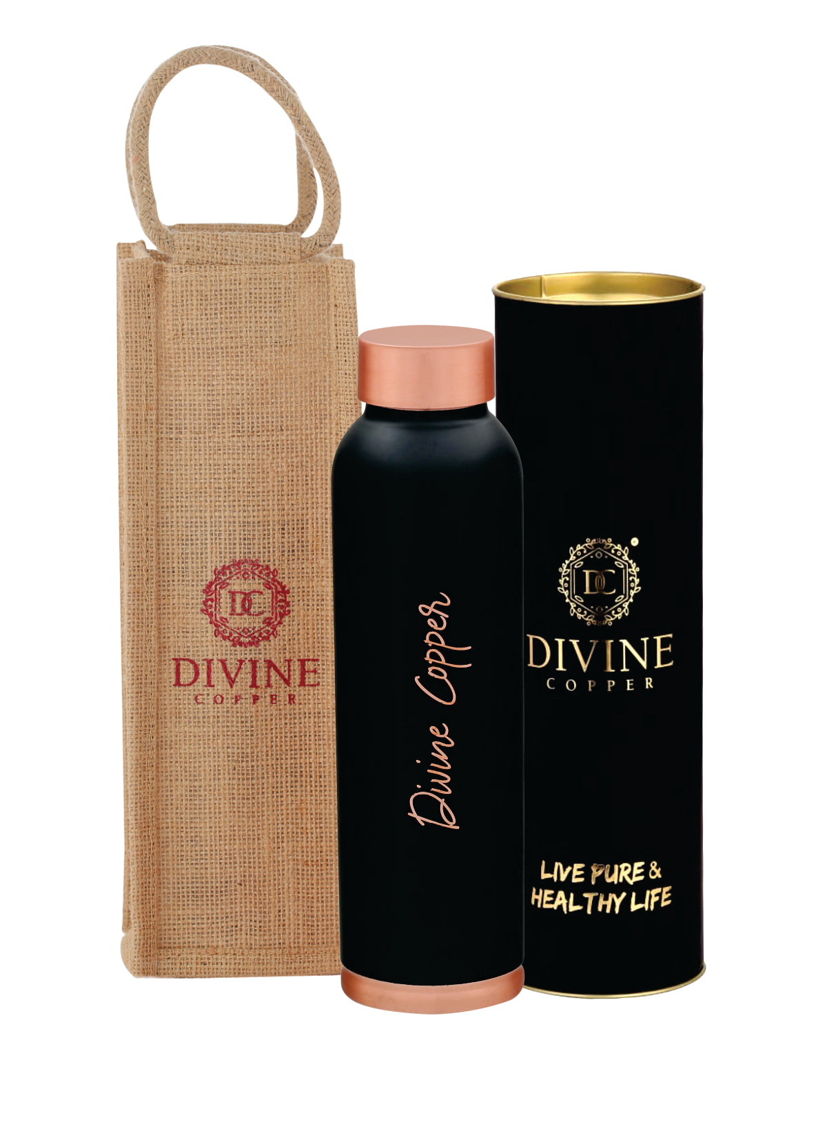 Oreo Black copper bottle with free jute carry bag