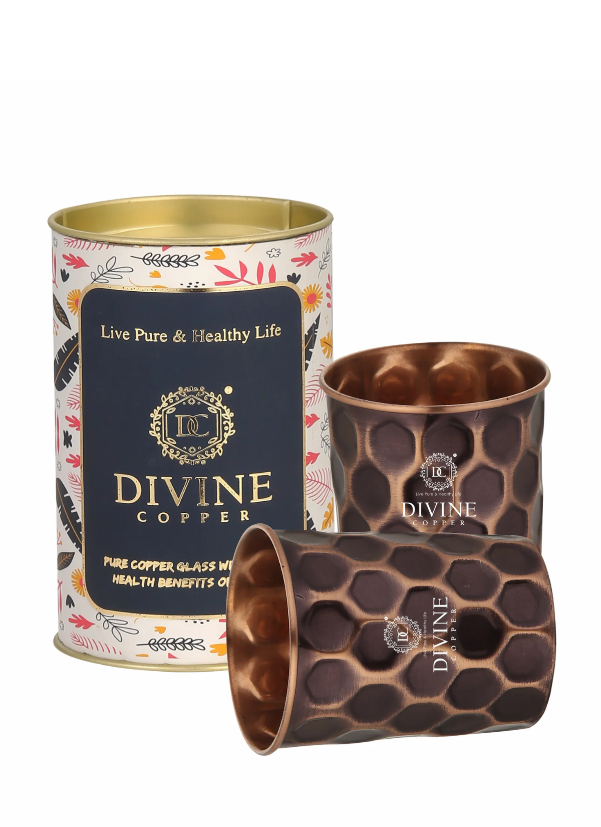 PURE COPPER  DIAMOND ANTIQUE  GLASS- PACK OF 2