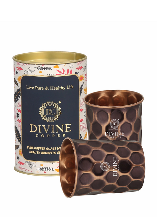 PURE COPPER  DIAMOND ANTIQUE  GLASS- PACK OF 2