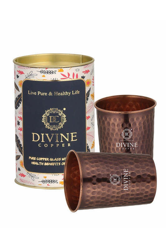 PURE COPPER HAMMERED ANTIQUE GLASS- PACK OF 2