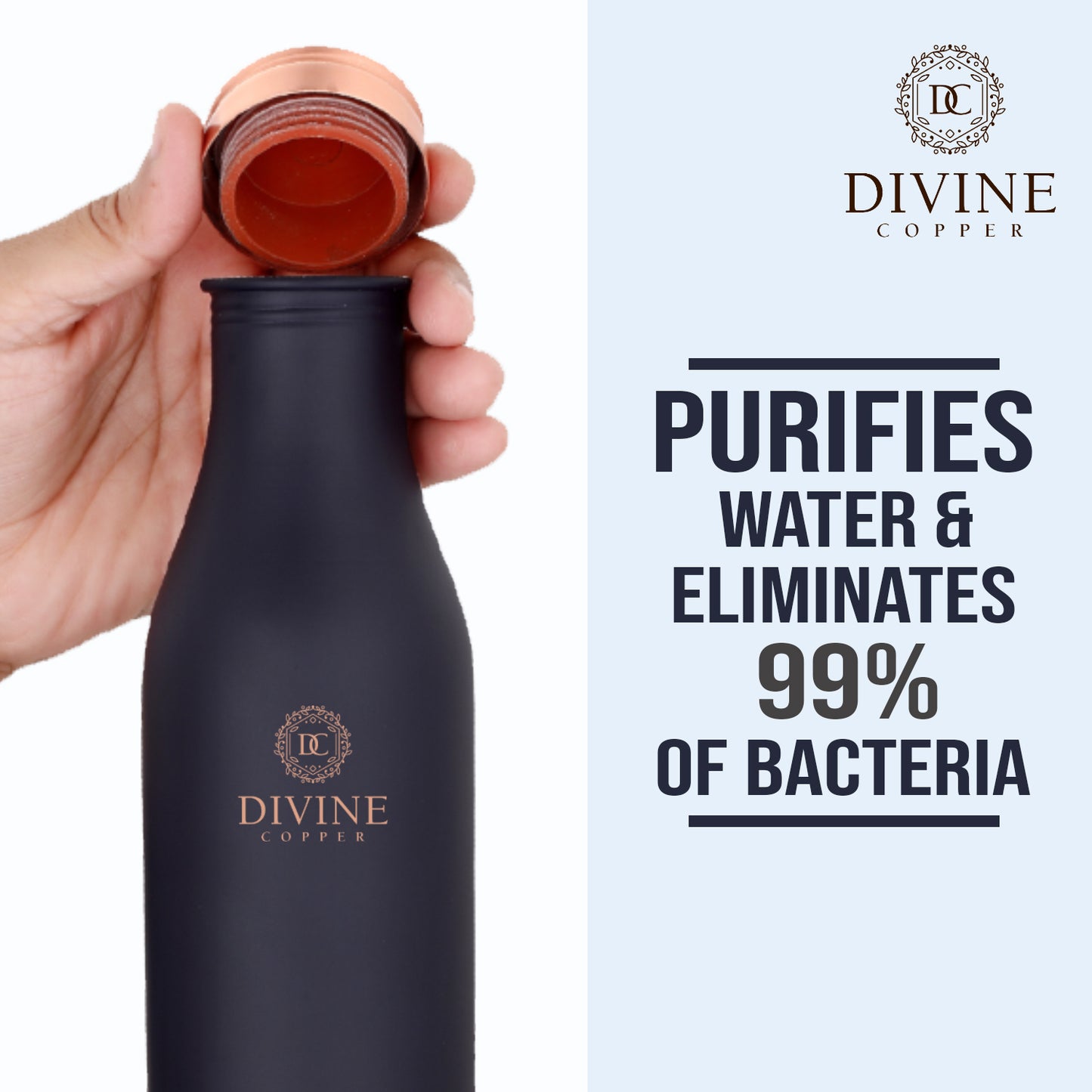 BMC Blue copper bottle with free jute carry bag