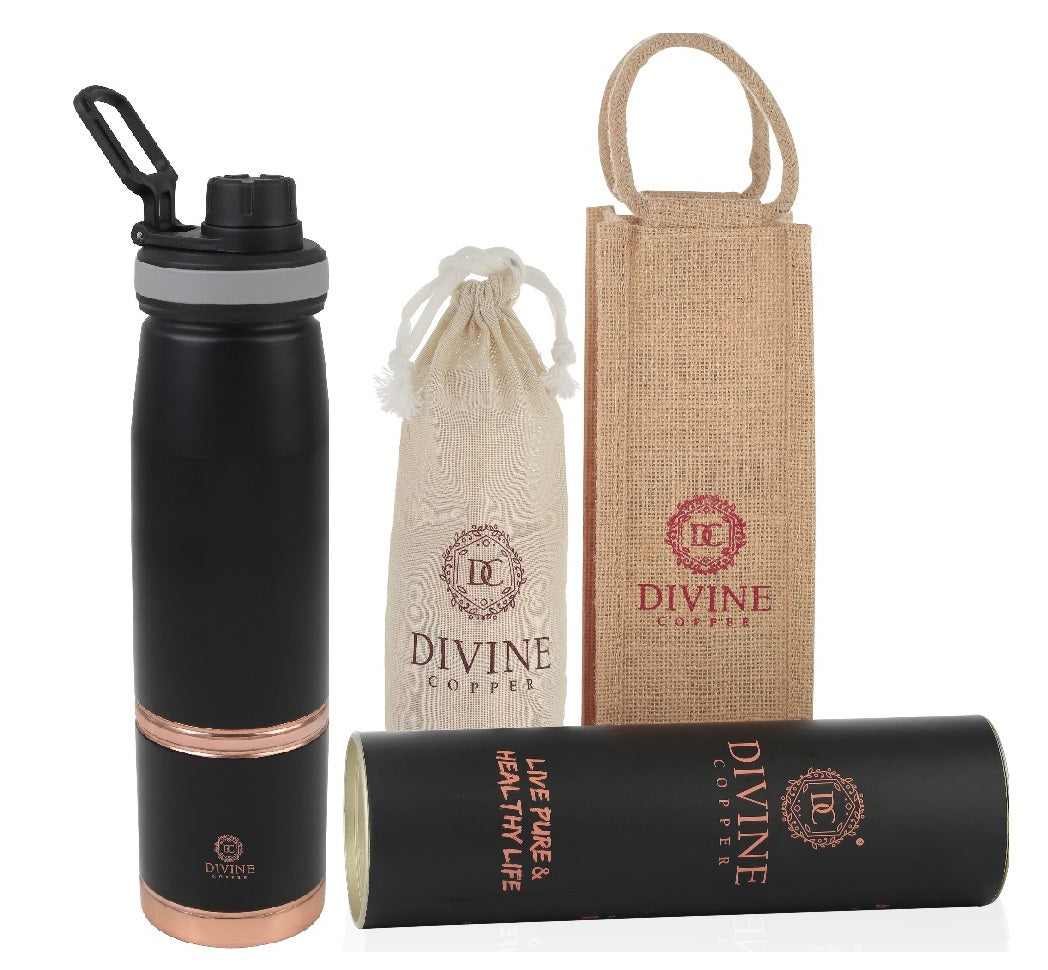 DOUGHNUT-BLACK Pure Copper Water Bottle