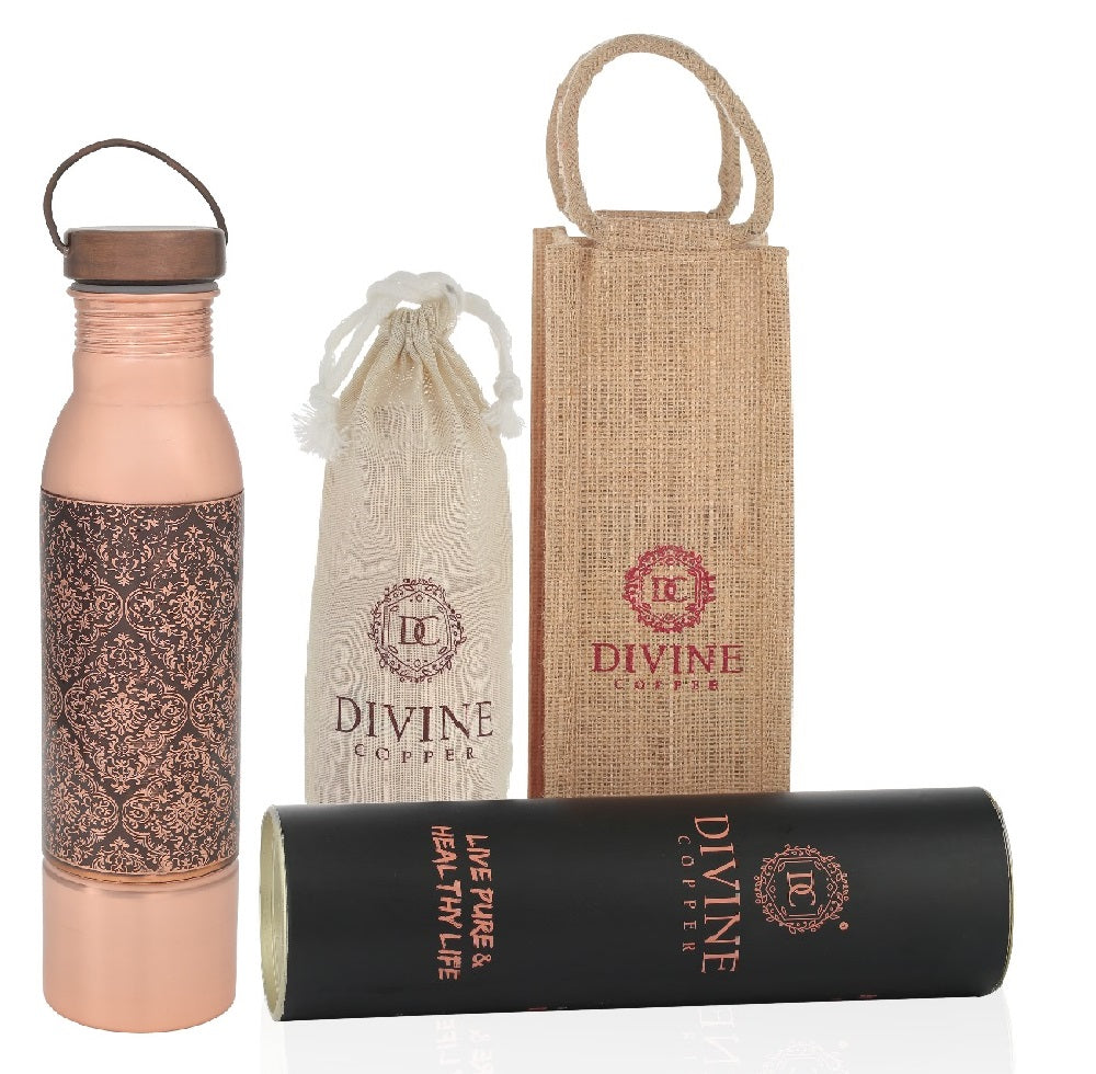 AQUA Embossed -Pure Copper Water Bottle