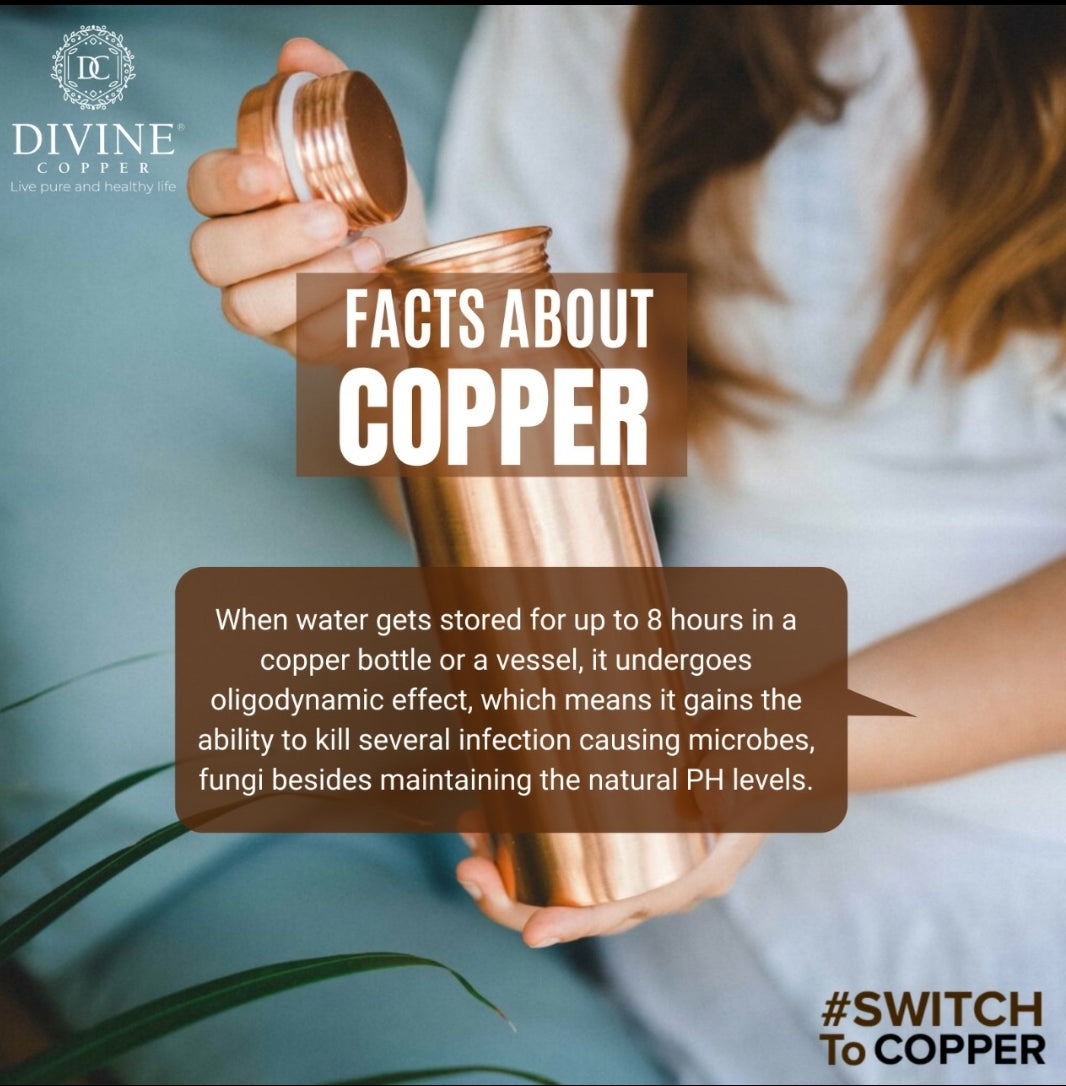 Sipper green 700ml pure copper water bottle