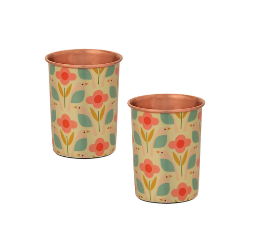 RUSTIC ROSE COPPER GLASS -PACK OF 2
