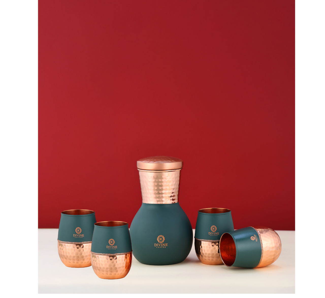 CURVE JAR GREEN WITH 4 GLASS -GIFT SET