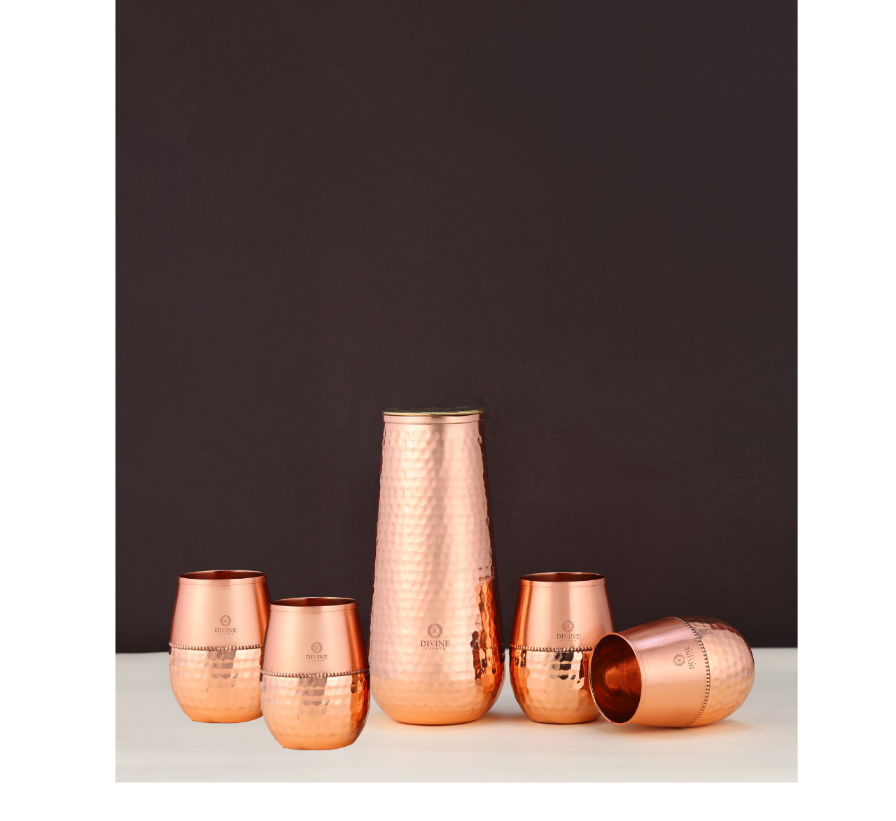 BRASS LID JAR HMD WITH 4 GLASS -GIFT PACK