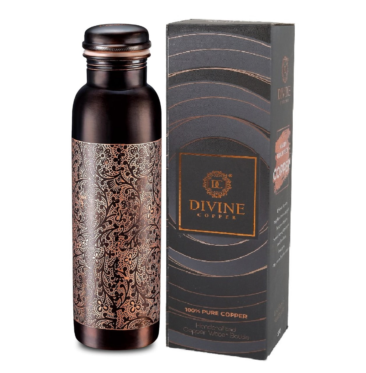 PIE- Antique embossed pure copper bottle