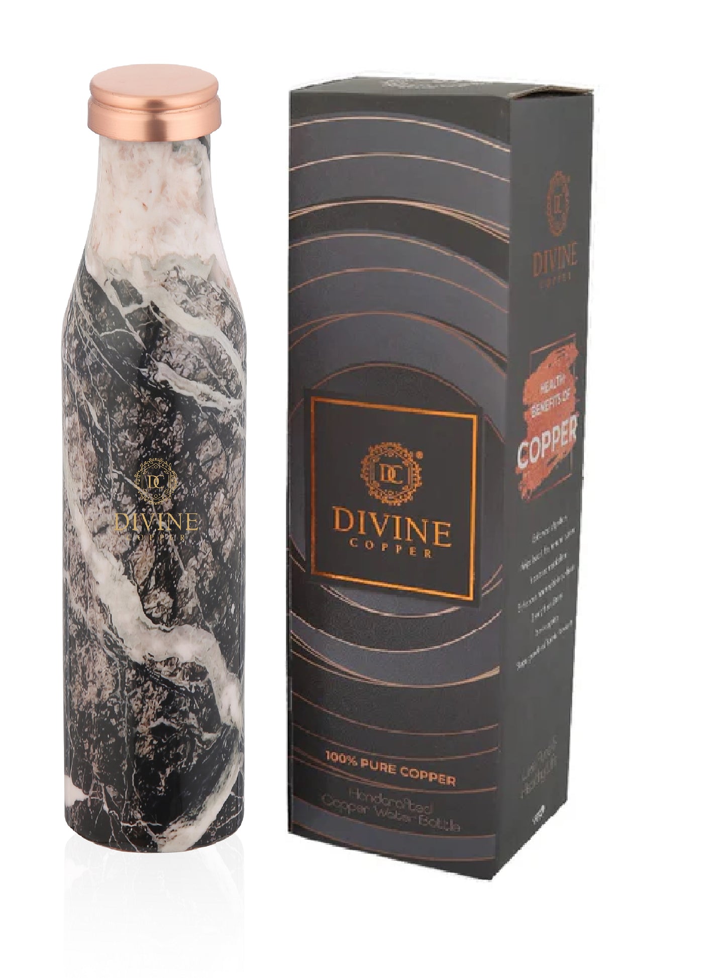 BMC WHITE MARBLE MEENA COPPER WATER BOTTLE(950ML)
