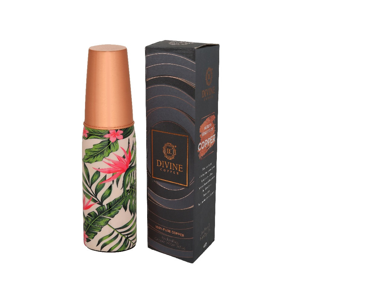 GLASS BOTTLE -Enamel Print Pure Copper Water Bottle