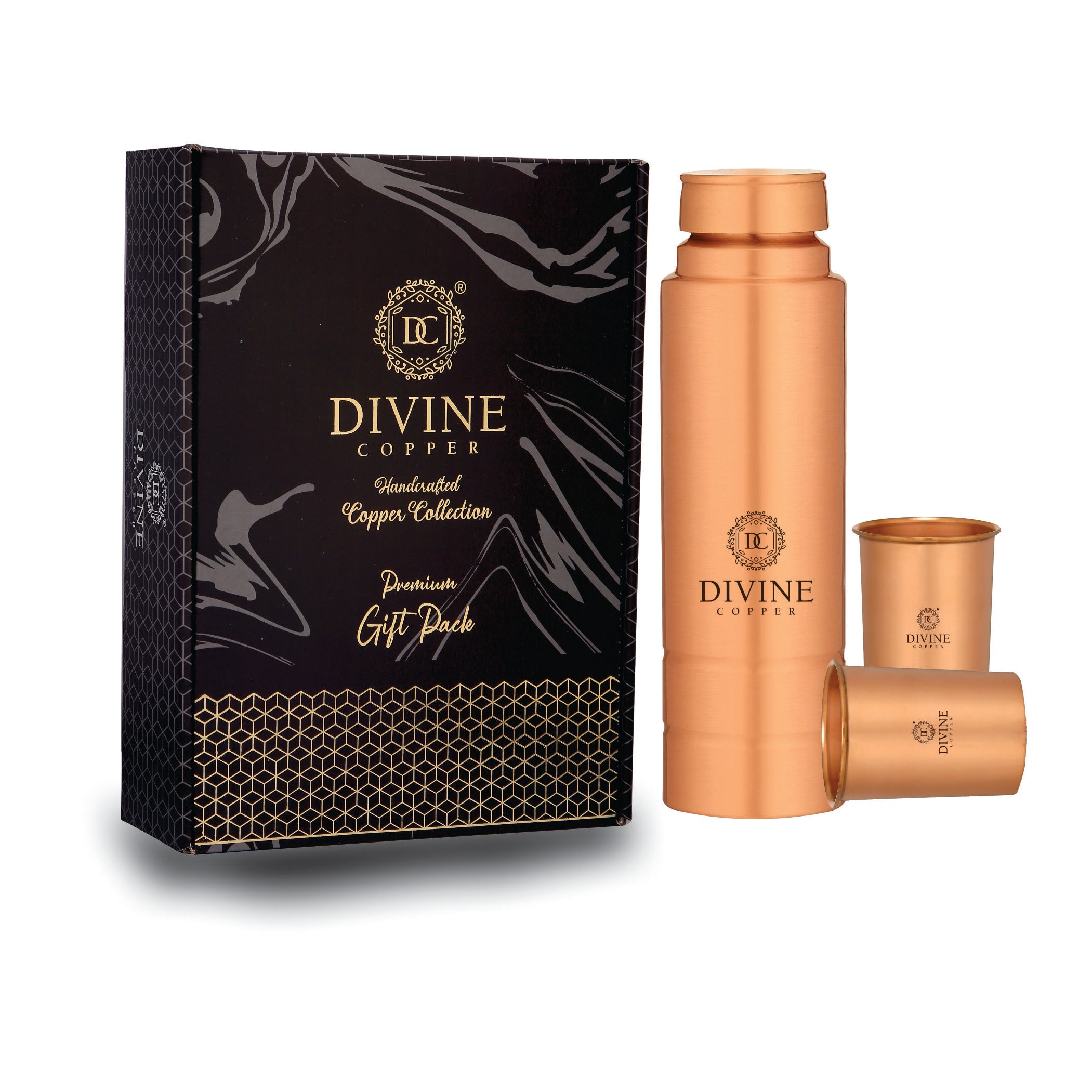 King 1000ml copper bottle with 2 glass Gift pack