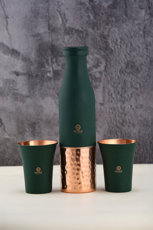 BMC HALF HMD VANTARA GREEN BOTTLE  WITH 2 GLASS -GIFT PACK