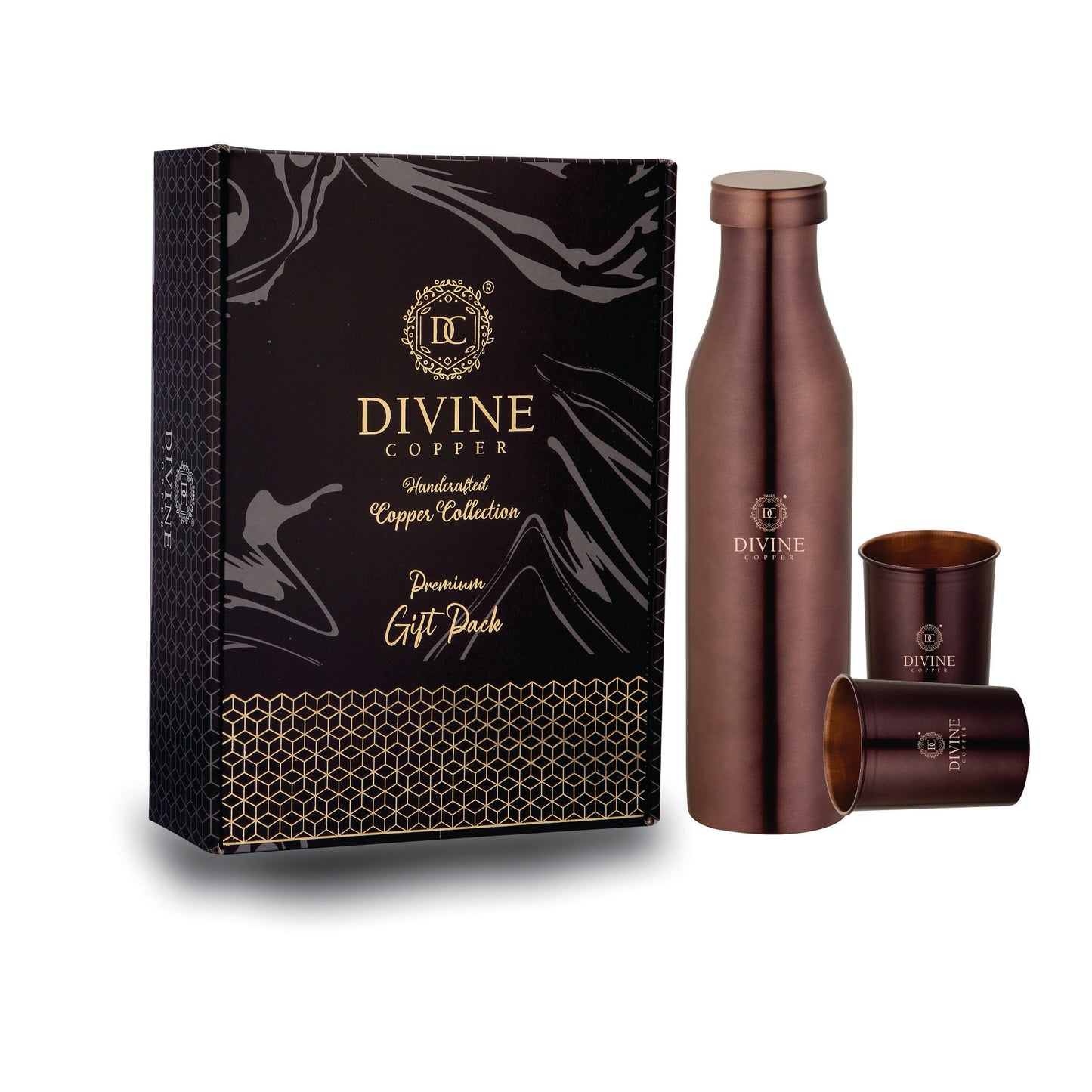 BMC Antique 950ml Pure Copper Bottle with 2 glass Gift Pack