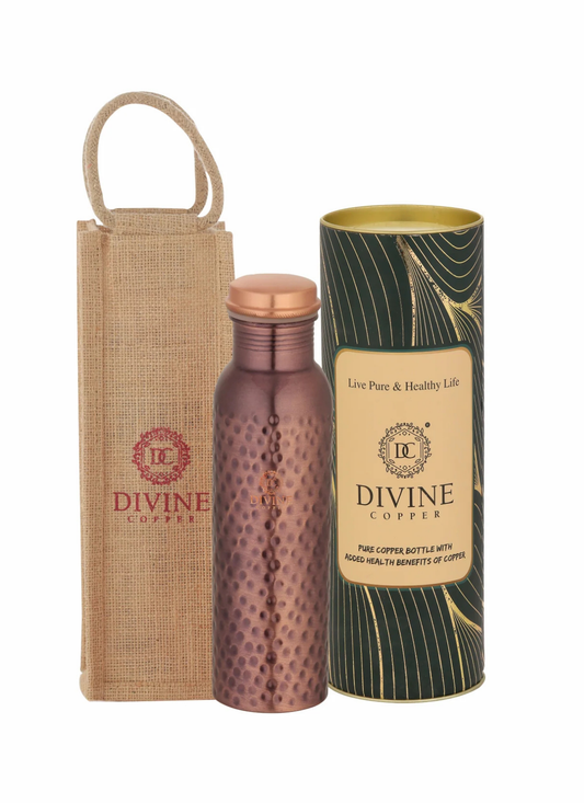 Pie 750ml Antique hmd Pure copper bottle with Free Jute carry bag