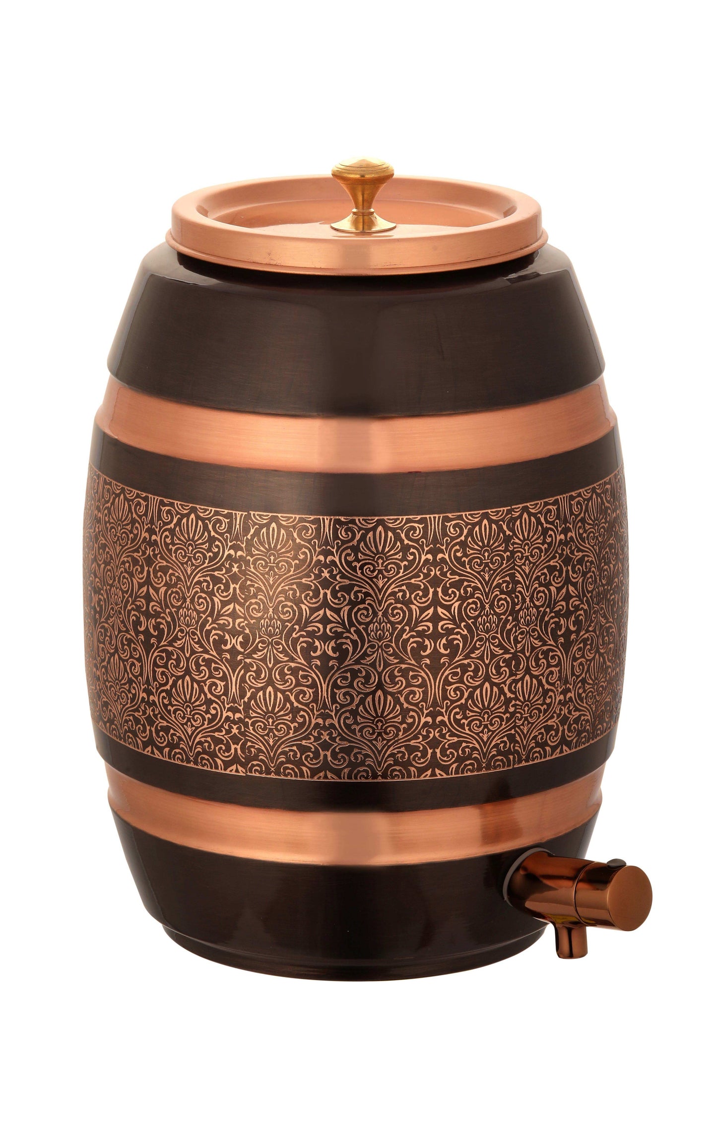 Barrel Antique Embossed Pure Copper Water Dispenser 8 Ltr