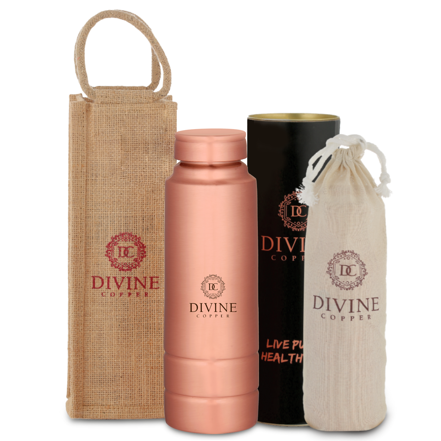 King copper bottle with free Jute carry bag