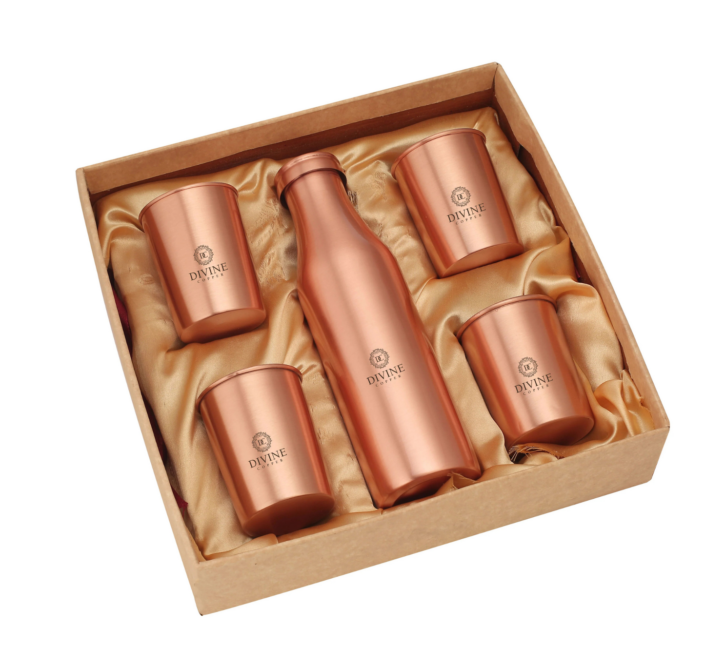 BMC 950 ML Copper bottle with 4 Glass Gift Pack