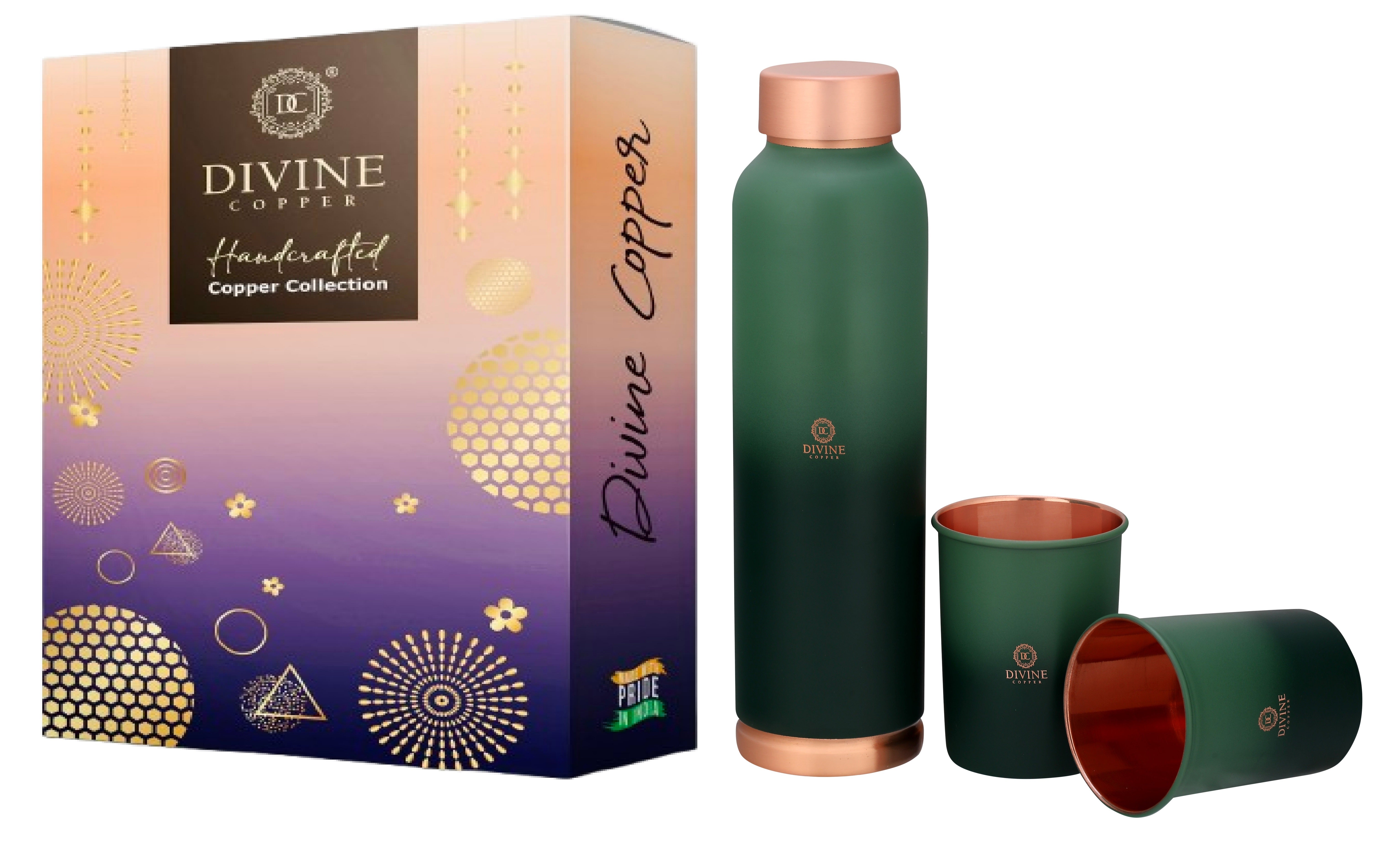 Two Tone Oreo 1000ml Pure Copper Bottle with 2 glass (Gift Pack)