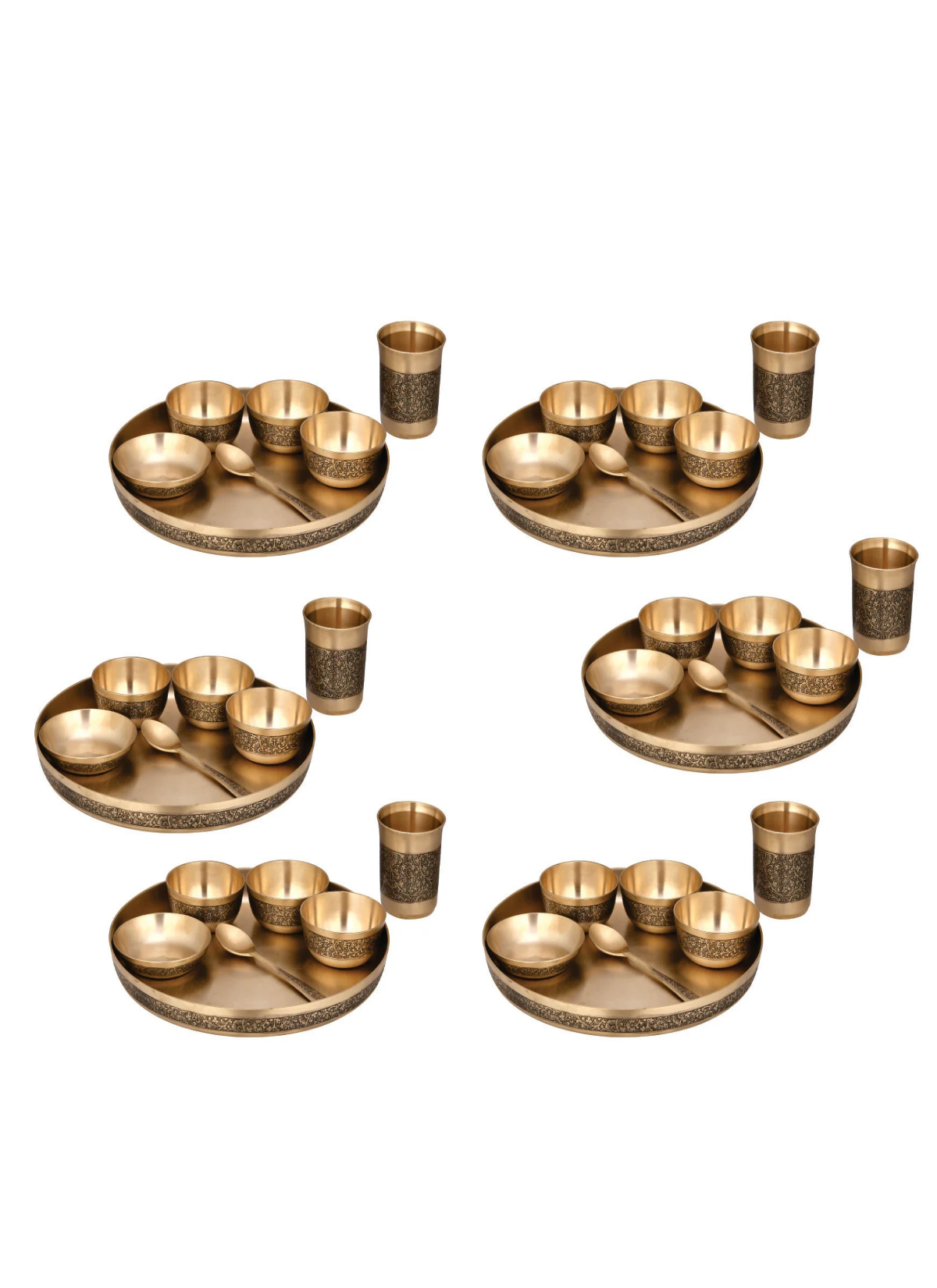 Pure Kansa (Bronze) Bhojan Thali set for Full Family - 6 PCS Family Set