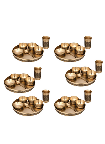 Pure Kansa (Bronze) Bhojan Thali set for Full Family - 6 PCS Family Set