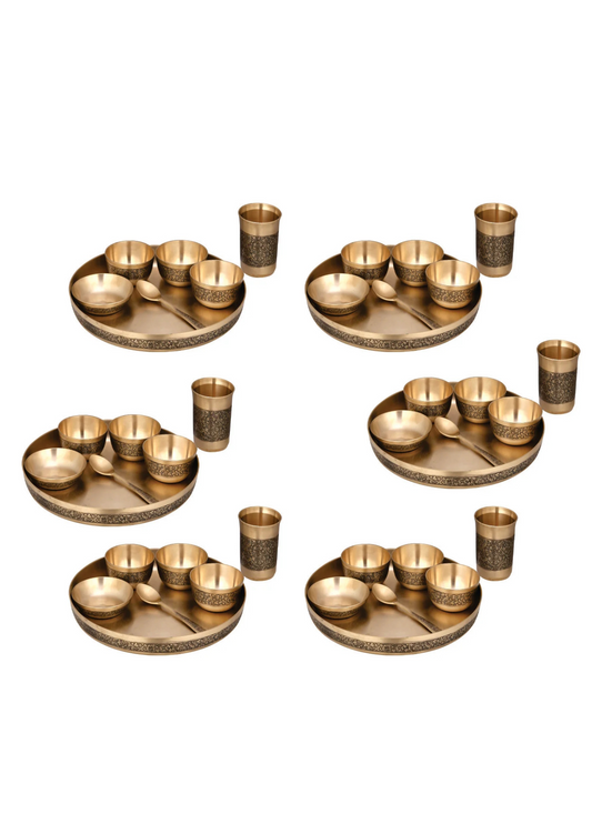 Pure Kansa (Bronze) Bhojan Thali set for Full Family - 6 PCS Family Set
