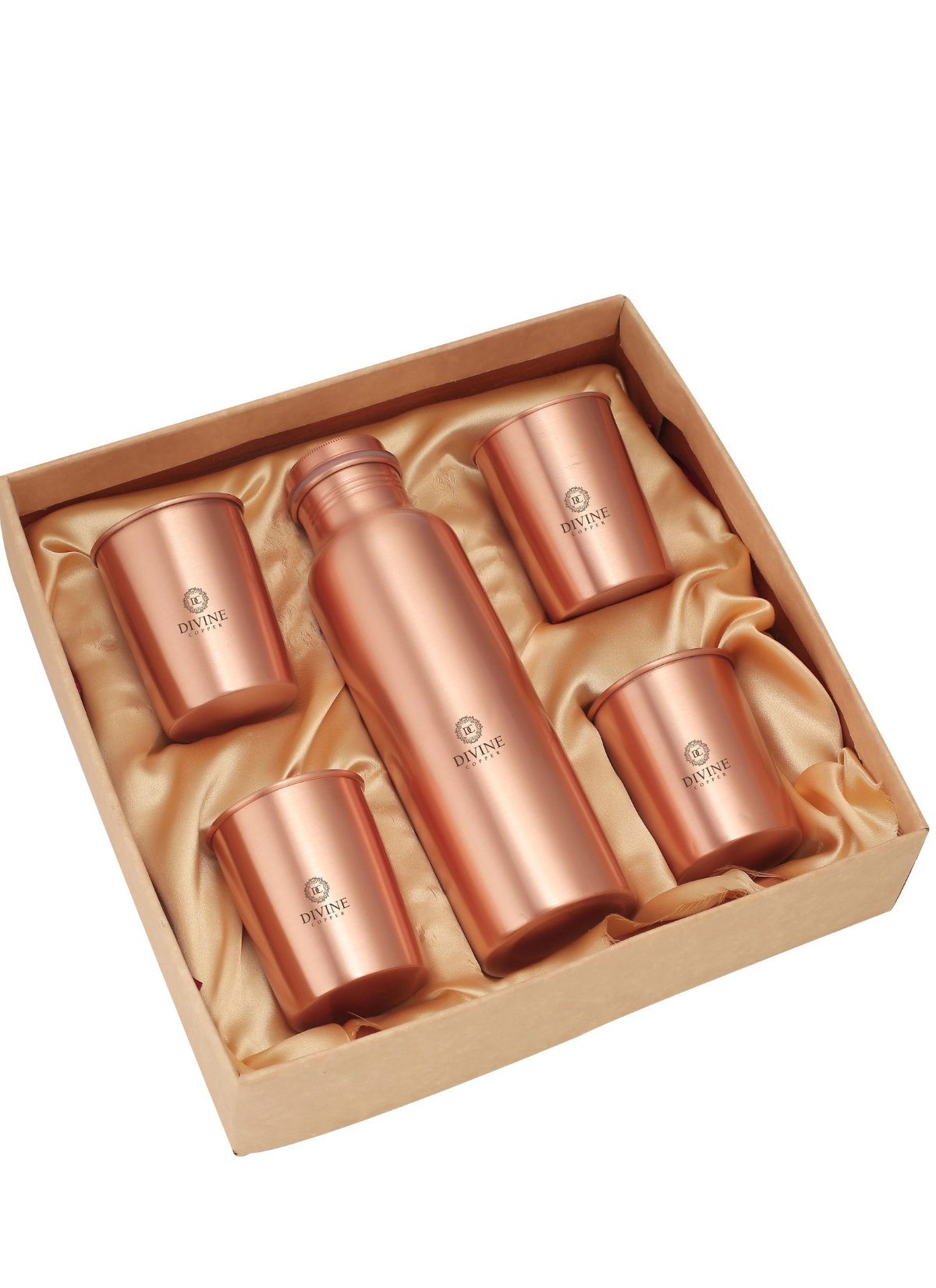 BMC 950 ML Copper bottle with 4 Glass Gift Pack