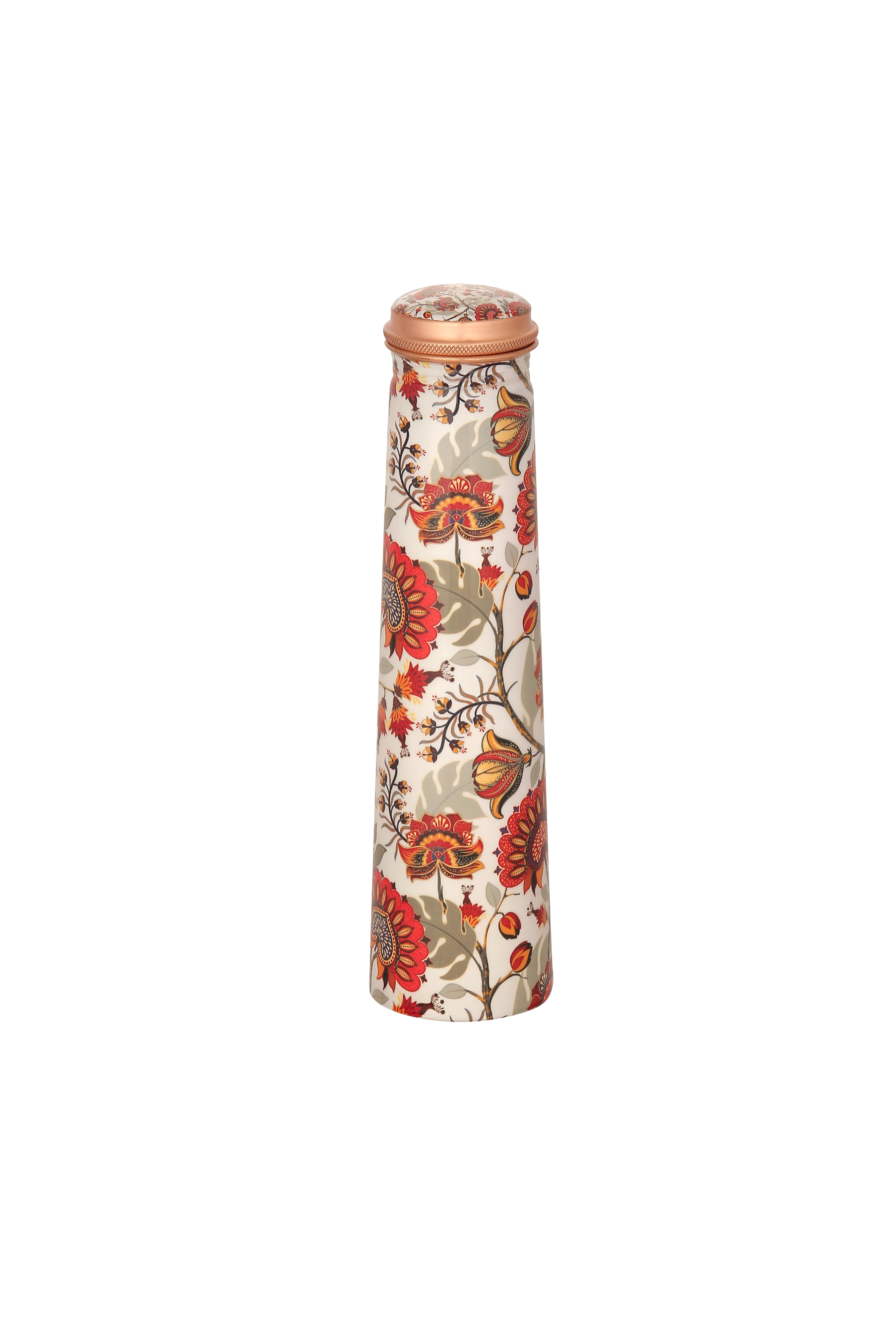 FROYO FLORAL ENAMEL PRINT 750ML COPPER BOTTLE WITH FREE JUTE CARRY BAG