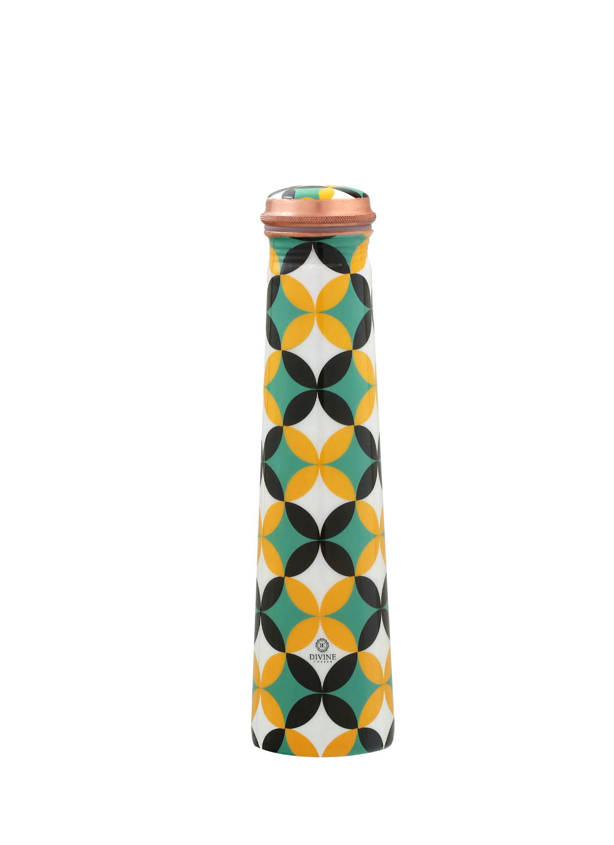 FROYO GEOMETRIC ENAMEL PRINT (750ML) PURE COPPER BOTTLE WITH FREE JUTE CARRY BAG