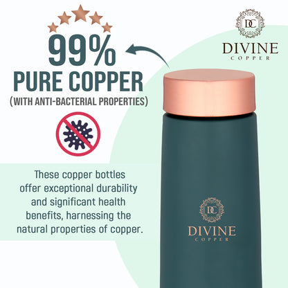 Eclair 900ml Pure Copper Bottle Teal Color With Free Jute Carry Bag