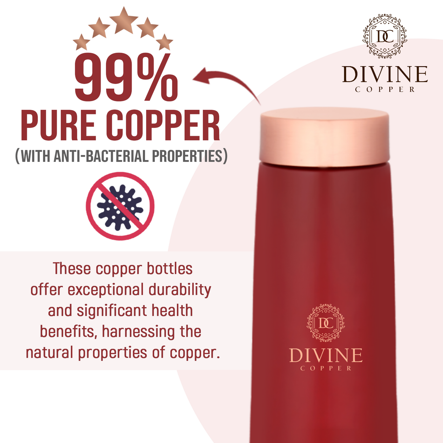 ECLAIR Red-Pure copper water bottle