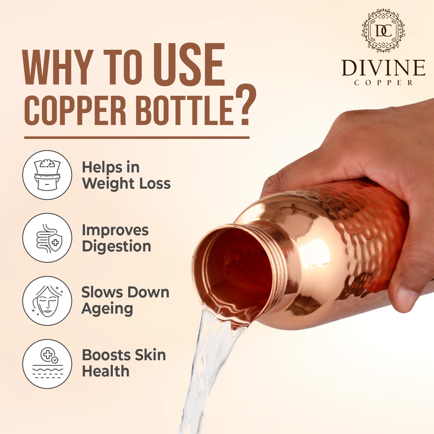 Pure Copper Bottle - PIE HMD 600ml