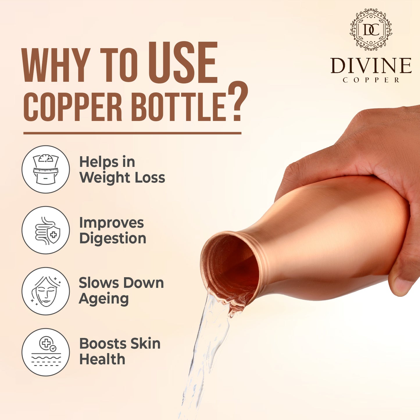 Pure Copper Bottle - BMC PLAIN 950ml