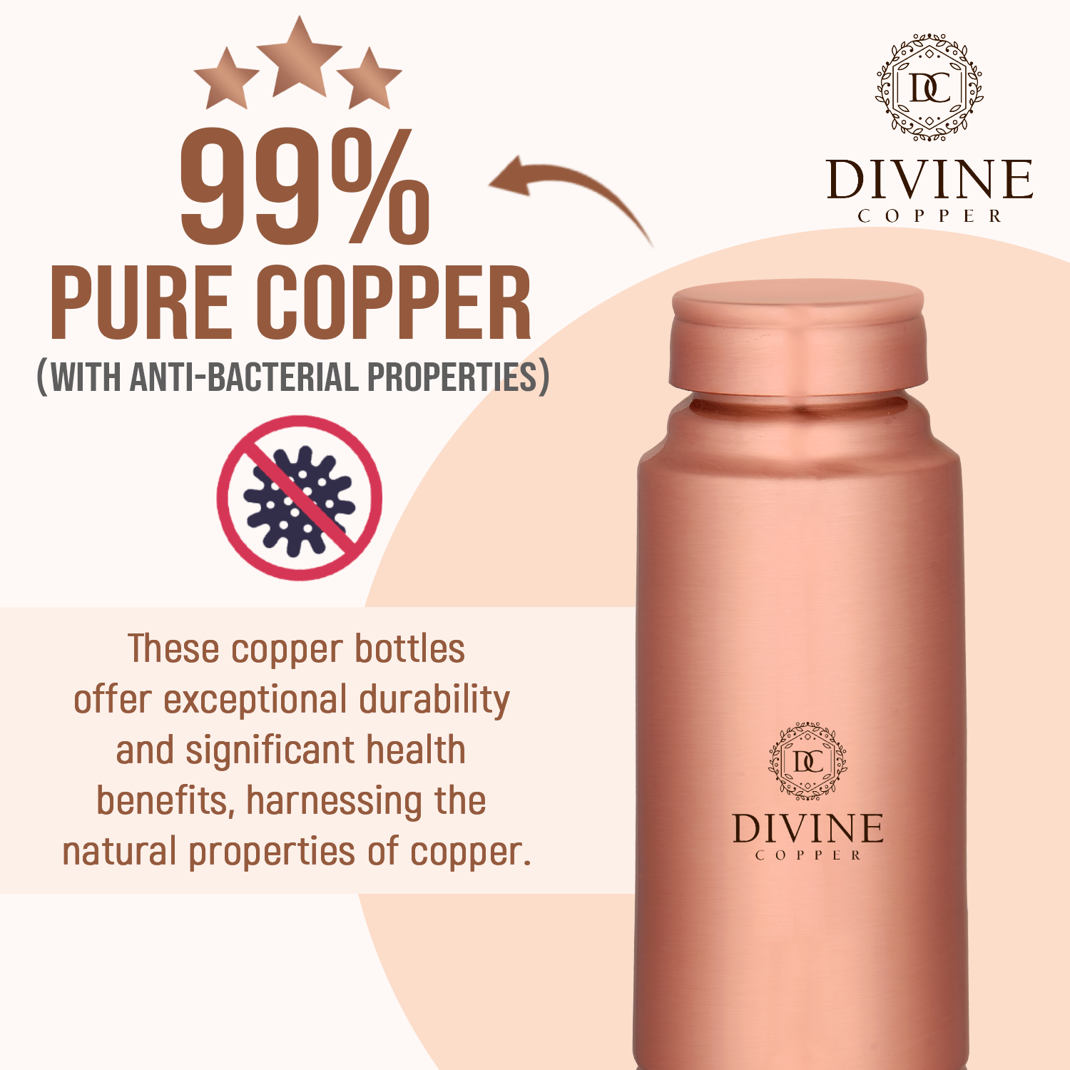 King copper bottle with free Jute carry bag