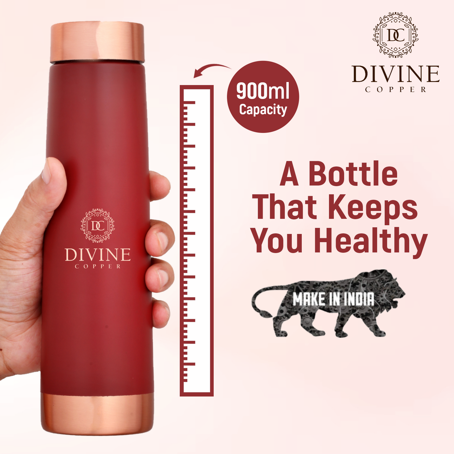 ECLAIR Red-Pure copper water bottle