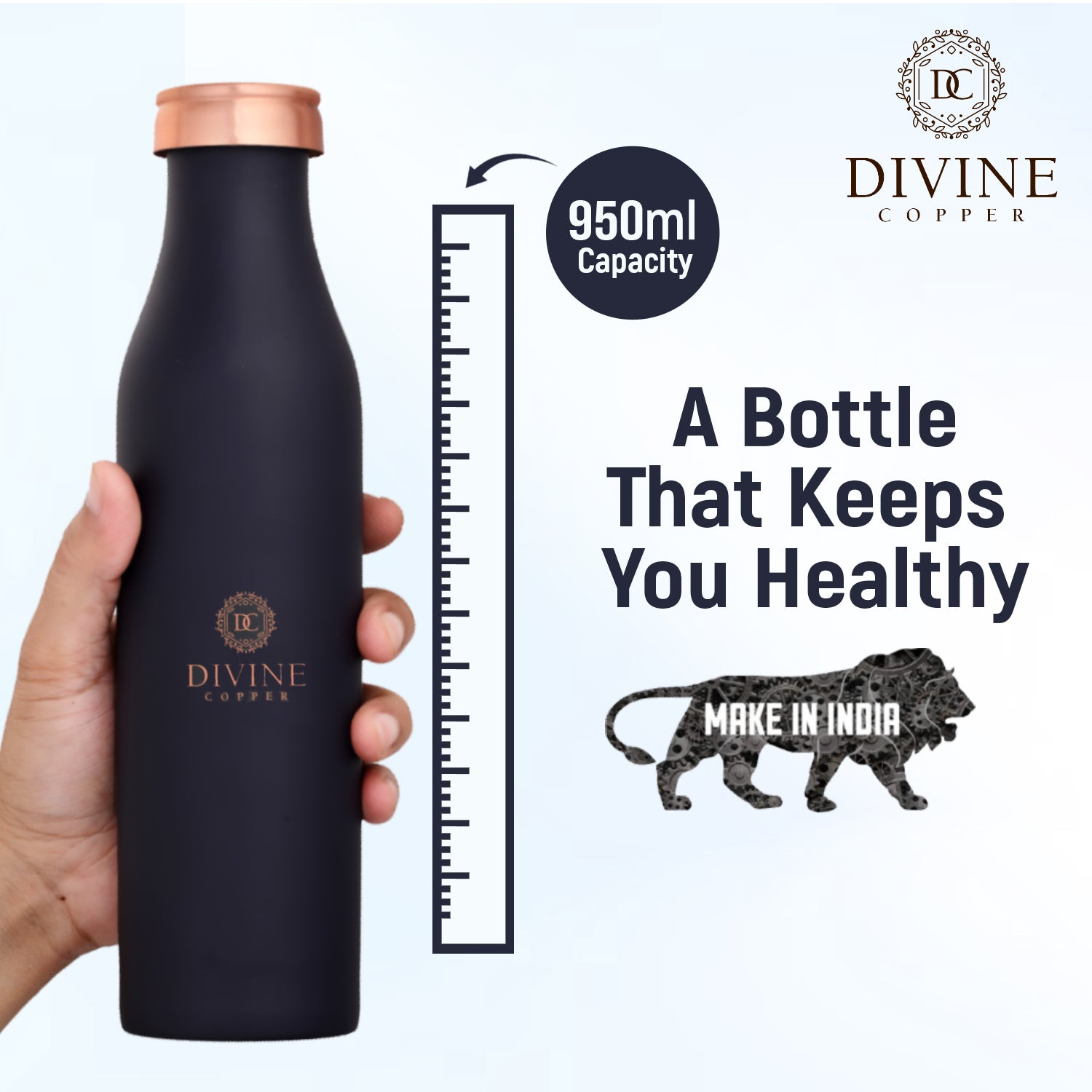 BMC 950ml Pure Copper Bottle with 2 glass Gift Pack