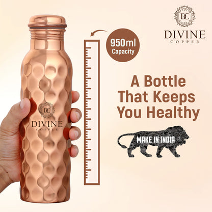Gift Pack Pie 950ml Pure Copper bottle with 2 Glass 300ml*2