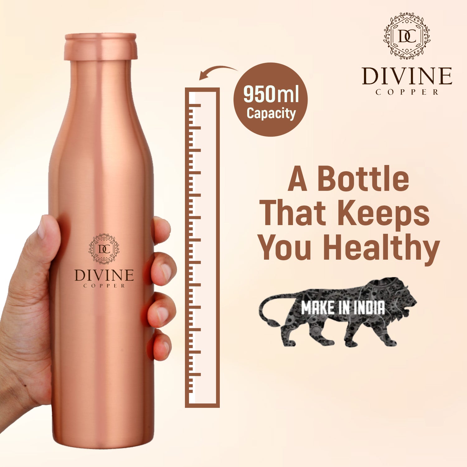 Bmc Marble Print 950ml Pure Copper Bottle with 2 glass 300ml*2 Gift Pack...