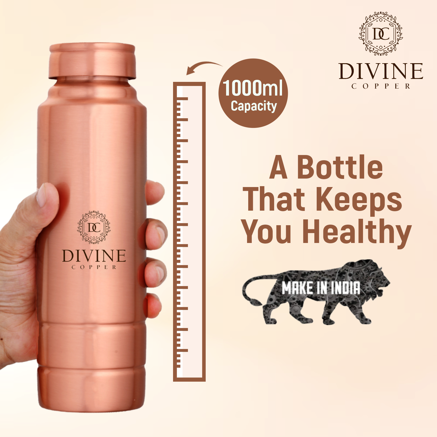 King copper bottle with free Jute carry bag