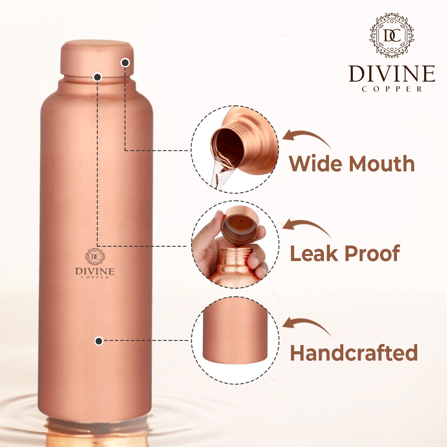 Pure Copper Bottle  - BEETA PLAIN 950ml