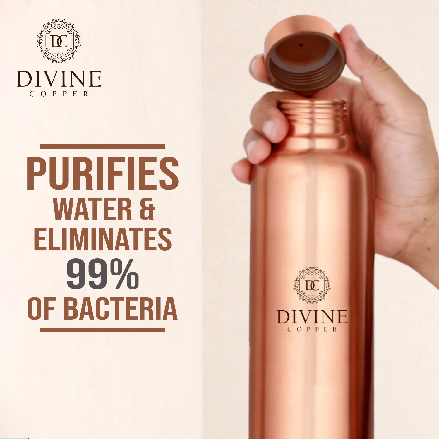 Pure Copper Bottle  - BEETA PLAIN 950ml