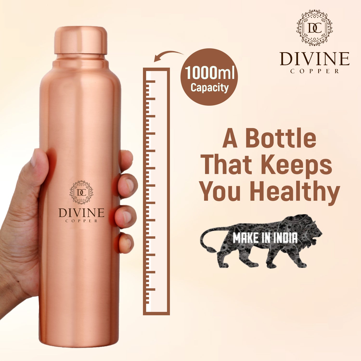 Bita 900ml Copper bottle with 2 glass Gift pack