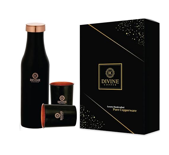 BMC 950ml Pure Copper Bottle with 2 glass Gift Pack