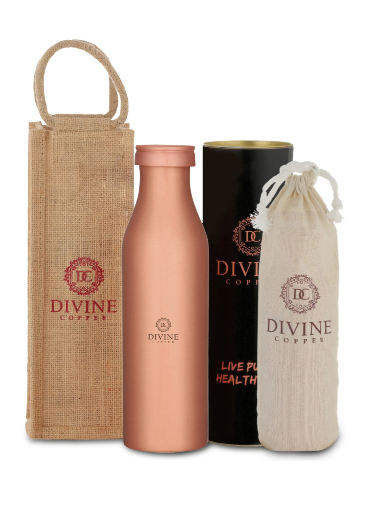 BMC PLAIN copper bottle with free Jute Carry bag