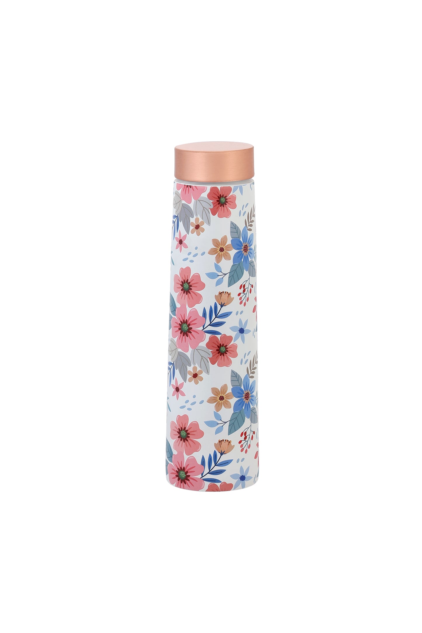 Eclair -  Fabic Texture Flower Pattern Pure Copper Bottle