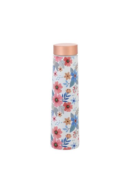 Eclair -  Fabic Texture Flower Pattern Pure Copper Bottle