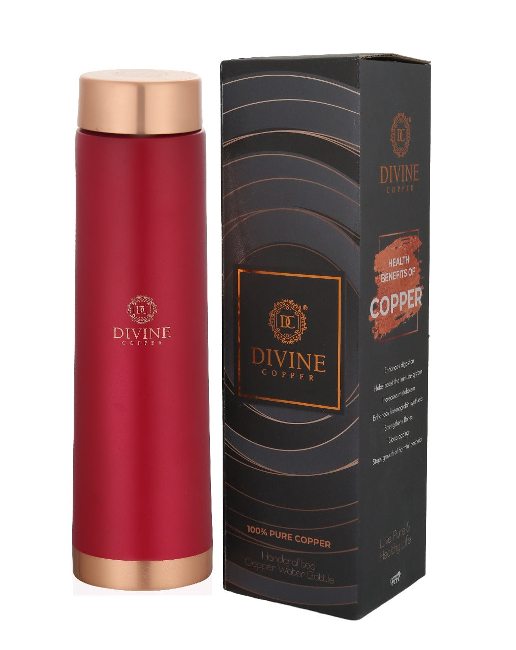 ECLAIR Red-Pure copper water bottle