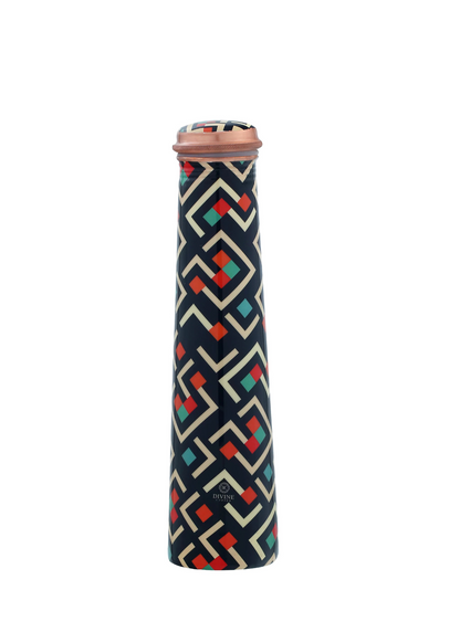 FROYO TIC-TAC ENAMEL PRINT( 750ML) PURE COPPER BOTTLE WITH FREE JUTE CARRY BAG