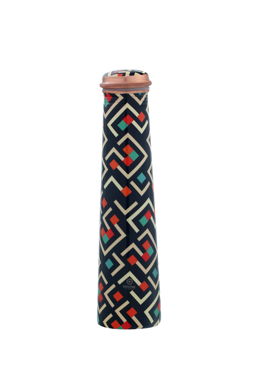 FROYO TIC-TAC ENAMEL PRINT( 750ML) PURE COPPER BOTTLE WITH FREE JUTE CARRY BAG